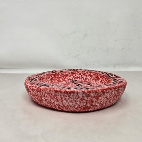 R.D. Guillen Hand Made Studio Pottery Reds & Pink Splash Of Black Primitive Look - Picture 5 of 10